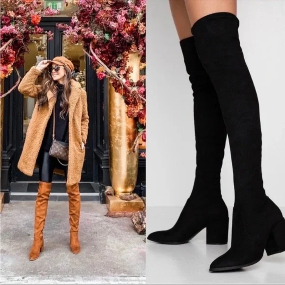 Steve Madden Black Nifty Pointed Toe Over the Knee Boot 7
